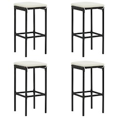 Bar Stool Set of 4 Black, Cream White