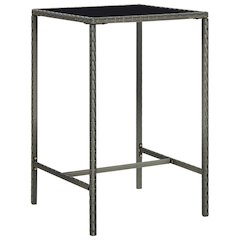 Bar Table Grey PE Rattan Medium Durable Bar Table Square