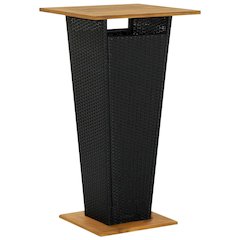 Bar Table Black PE Rattan Medium Bar Table Square Modern