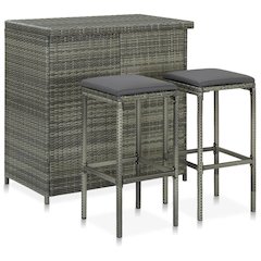 Bar Set Grey PE rattan, steel, fabric (100% polyester) Medium