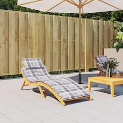 Sun Lounger Cushion Grey Check Pattern Oxford fabric (100% polyester)
