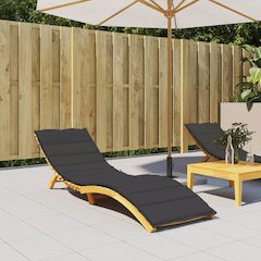Sun Lounger Cushion Black Oxford fabric, Foam fiber 78.7 x 27.6 in