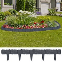 vidaXL Lawn Fence Stone Look 41 pcs Plastic 393.7" 4684