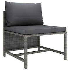 Middle Sofa Grey PE rattan, steel, fabric (100% polyester) One Size