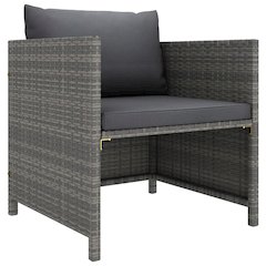 Garden Sofa Grey PE rattan, steel 23.6 in x 23.6 in Modular