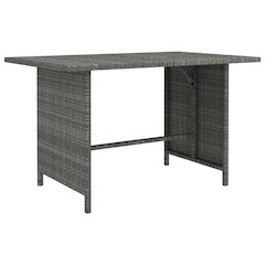 Dining Table Grey PE rattan, Powder-Coated Steel Medium