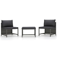 Garden Sofa Set Gray PE rattan, steel Compact Modular