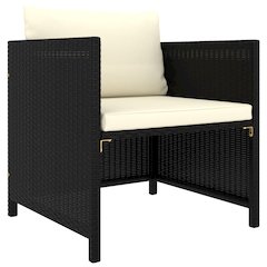Garden Sofa Black PE Rattan, steel, polyester 23.6 x 23.6 x 23.6 in