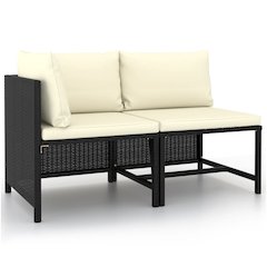 Garden Sofa Set Black, Cream White
