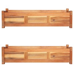 Raised Bed Set of 2 Brown Acacia wood Large Durable