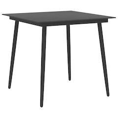 Garden Table Black Powder-coated steel, glass 31.5 x 31.5 x 29.1 in