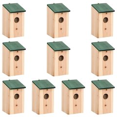 Bird House Set of 10 Wood Solid Firwood Small Hanging mounting