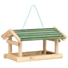 Bird Feeder Wood and green Solid fir wood 13.8 x 11.6 x 8.3 in