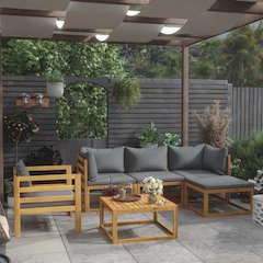 Garden Lounge Set Dark Gray Solid acacia wood Medium Modular