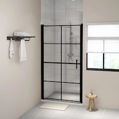 Shower Doors Tempered Glass 39.4"x70.1" Black