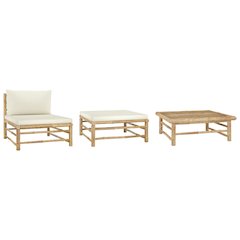 Garden Lounge Set Cream White Bamboo, fabric (100% polyester)