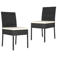 Door Screen Set of 2 Black Poly Rattan Standard Durable