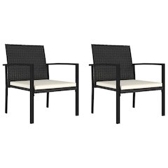 Dining Chair Set of 2 Black and Cream