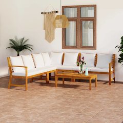 Bookshelf Board Cream Solid acacia wood 6 piece