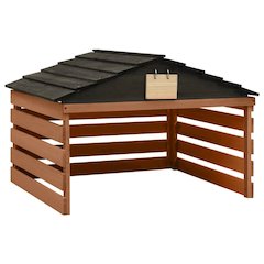 Lawn Mower Garage Black and Brown Solid Firwood Medium Sturdy