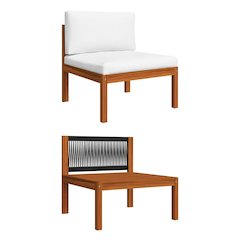 Middle Sofa Wooden and cream white Solid acacia wood, rope Standard