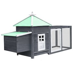 Chicken Coop Grey Solid firwood, plywood, galvanized steel Large