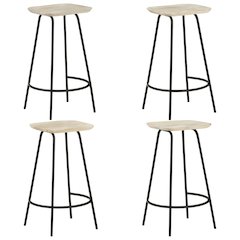 Bar Stool Set of 4 Bleached wood, Black Solid mango wood, Iron