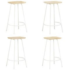 Bar Stool Set of 4 Bleached wood and white