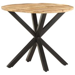Side Table Natural wood, Black Solid mango wood, Powder-coated iron