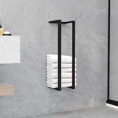 Towel Rack Black Iron 4.9 x 4.9 x 23.6 in Wall Mounted