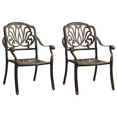 Garden Chair Set of 2 Bronze Cast Aluminum Standard Tough