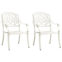 Garden Chair Set of 2 White Cast Aluminum Standard Durable