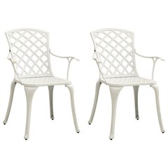 Garden Chair Set of 2 White Cast Aluminum Medium Durable