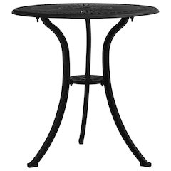 Garden Table Black Cast Aluminum Medium Decorative Inlays