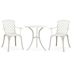 Bistro Set White Cast Aluminum Small Ergonomic Bistro Set