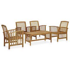 Garden Lounge Set Natural Acacia Solid Acacia Wood 5 Piece Set