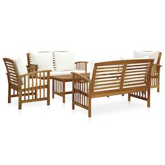 Garden Lounge Set Cream White, Wooden Solid Acacia wood Large