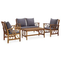 Garden Lounge Set Dark grey, Natural wood Solid acacia wood Medium