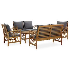 Garden Lounge Set Dark grey Solid Acacia Wood Medium Seats Many
