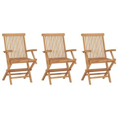 Garden Chair Set of 3 Teak Brown Teak Wood Medium Foldable