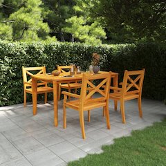 Garden Dining Set Natural wood Solid acacia wood Standard Durable