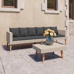Garden Furniture Set Beige, Anthracite PE rattan 3-seater Modular