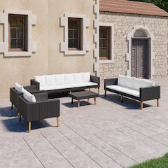 Garden Furniture Set Black, Cream White
