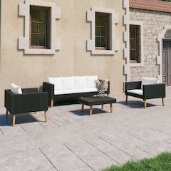 Garden Furniture Set Black, Cream White