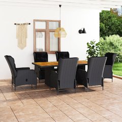 Outdoor Dining Set Dark grey Round PE rattan Large