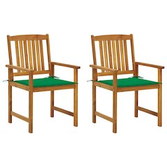 Garden Chair Set of 2 Wooden, Green
