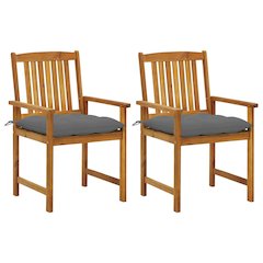 Patio Chair Set of 2 Brown Solid Acacia wood Medium Durable