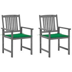 Garden Chair Set of 2 Grey Solid Acacia wood Medium Durable