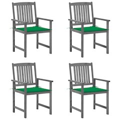 Patio Chair Set of 4 Gray Solid Acacia wood Standard Durable