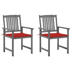 vidaXL Director's Chairs with Cushions 2 pcs Gray Solid Acacia Wood 1233
